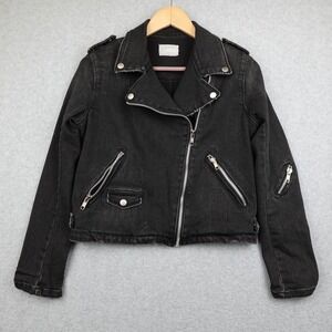 The Cover Nilnoute Denim Jacket Women Medium Black Rock Punk Retro Made in Korea